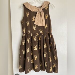 Knitted Dove deer corduroy teen dress medium